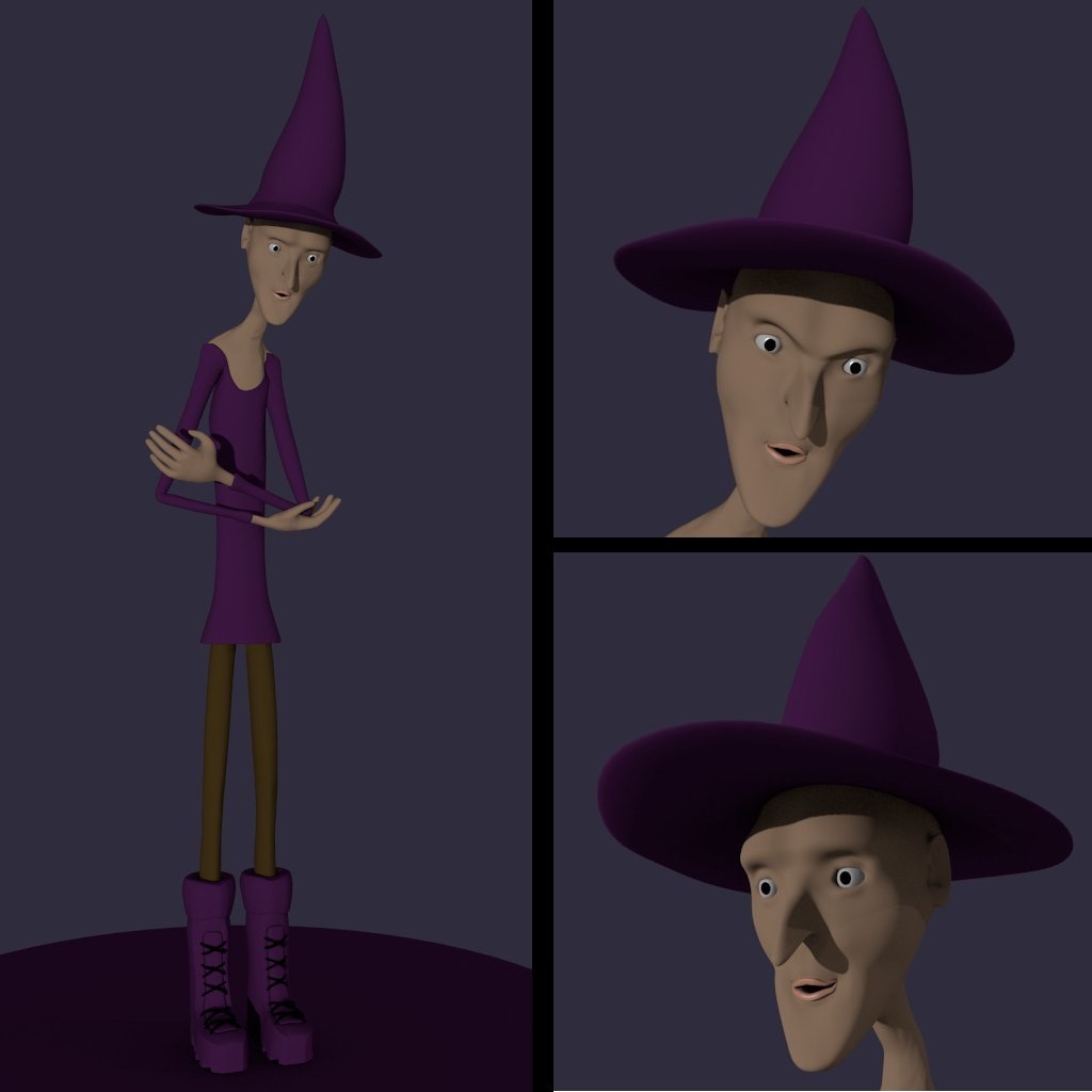 Cartoonish Witch Character with Rig preview image 1